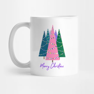 Colourful Christmas Trees and Christmas Lights Mug